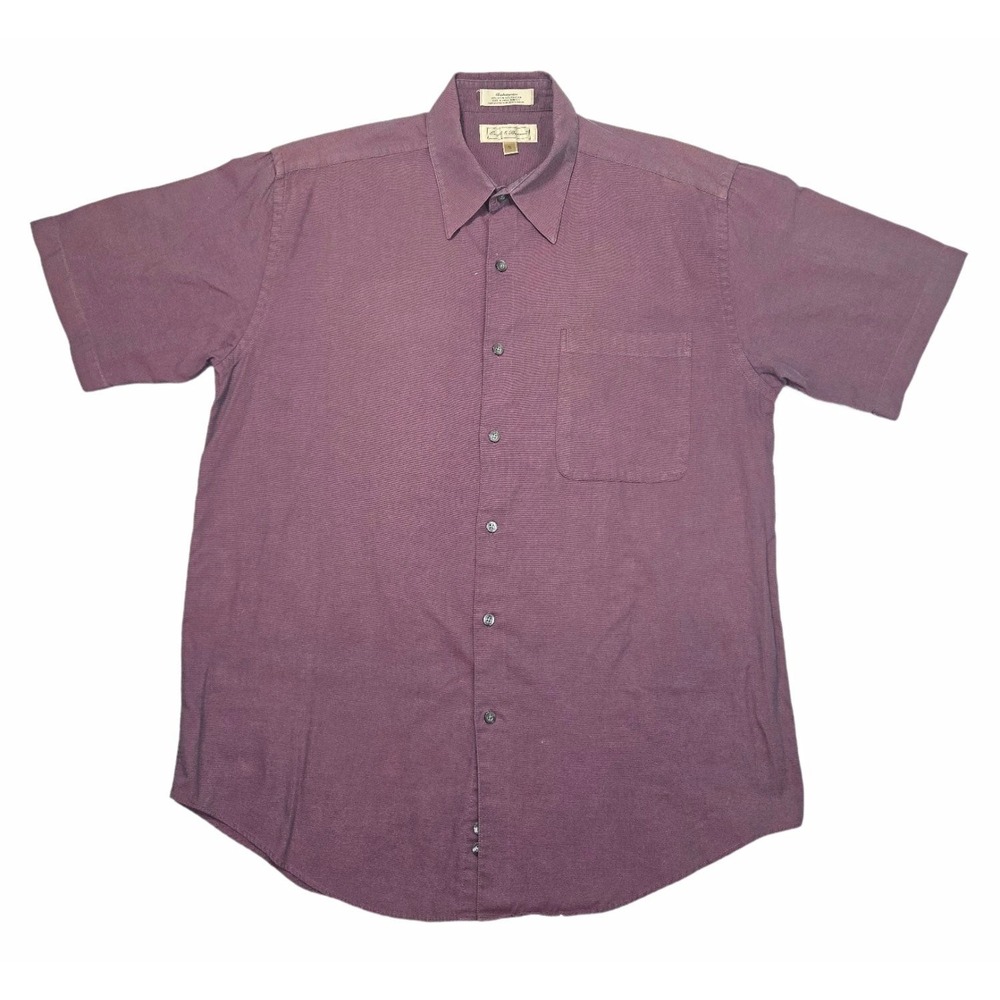 Croft & Barrow Basketweave Short Sleeve Button Down Dress Shirt Men's Size 16